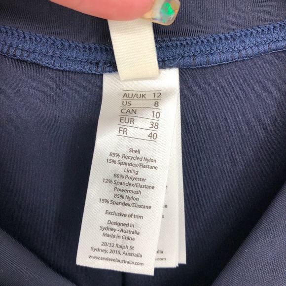 Sea Level Swim Women One Piece Swimsuit 8 Navy Blue Half Zip Short Sleeve NWOT - Picture 7 of 7